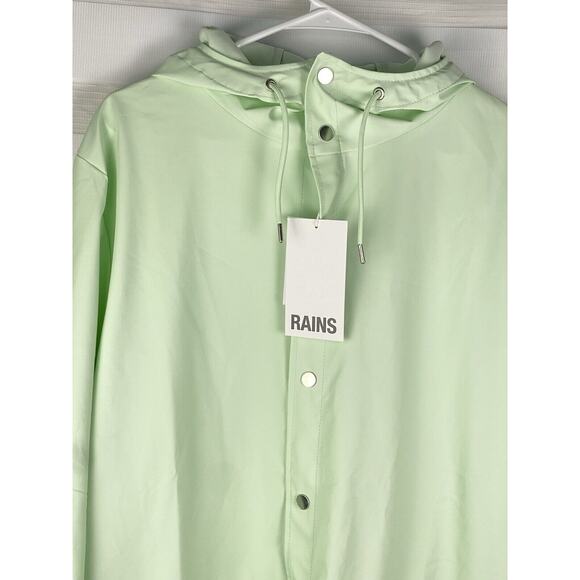 Rains Size XL Unisex Hooded Rain Jacket In Mineral Waterproof, Windproof NWT - Picture 5 of 9